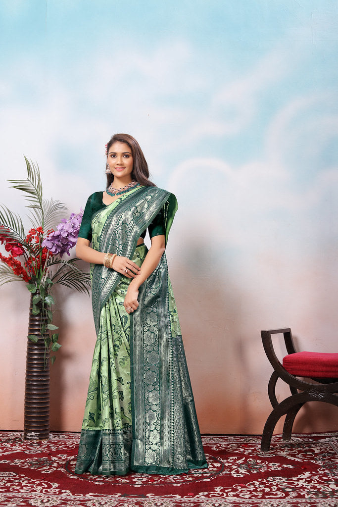 Kanjiwaram Silk Saree With Rich Pallu Designer Sari With Blouse