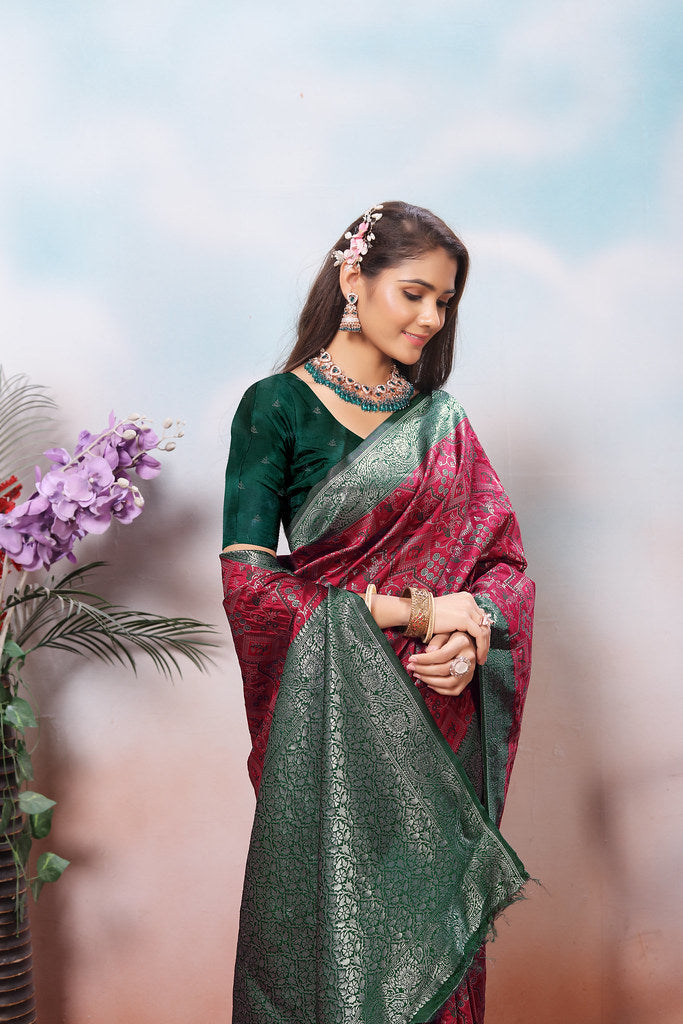 Kanjiwaram Silk Saree With Rich Pallu Designer Sari With Blouse