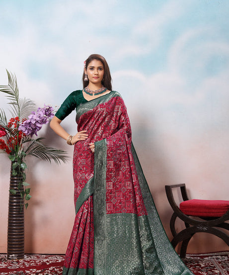 Kanjiwaram Silk Saree With Rich Pallu Designer Sari With Blouse
