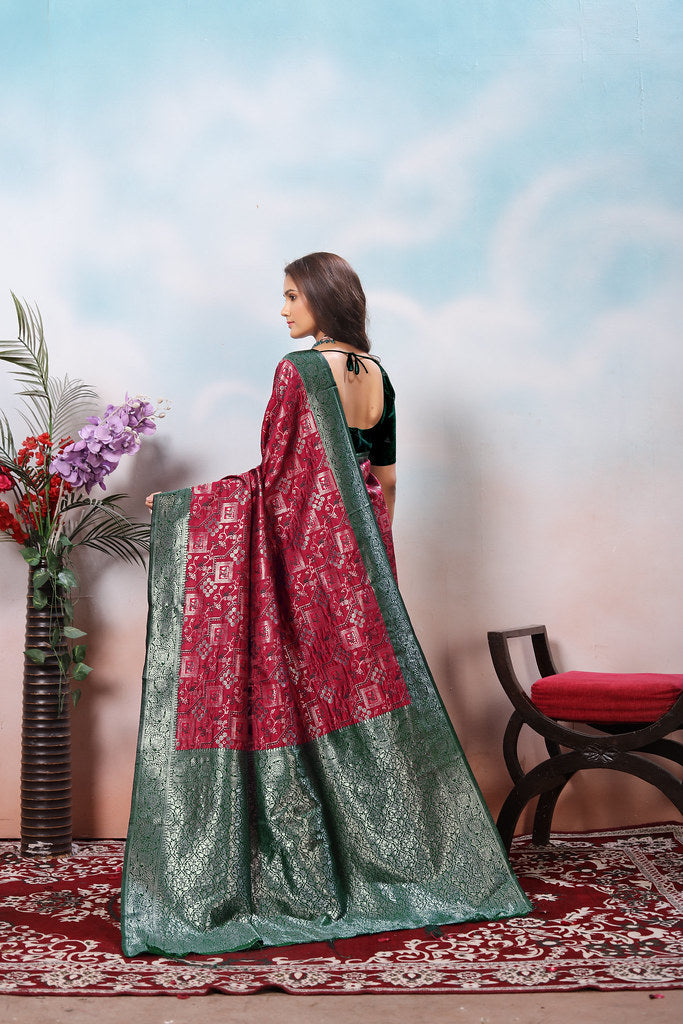 Kanjiwaram Silk Saree With Rich Pallu Designer Sari With Blouse