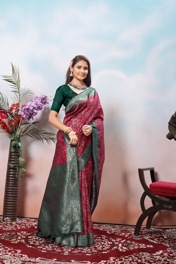 Kanjiwaram Silk Saree With Rich Pallu Designer Sari With Blouse