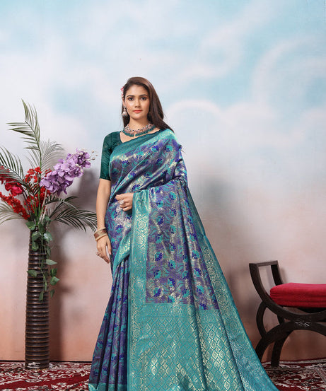 Kanjiwaram Silk Saree With Rich Pallu Designer Sari With Blouse