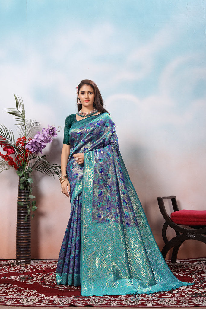 Kanjiwaram Silk Saree With Rich Pallu Designer Sari With Blouse
