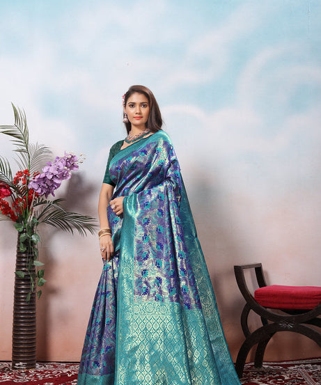 Kanjiwaram Silk Saree With Rich Pallu Designer Sari With Blouse