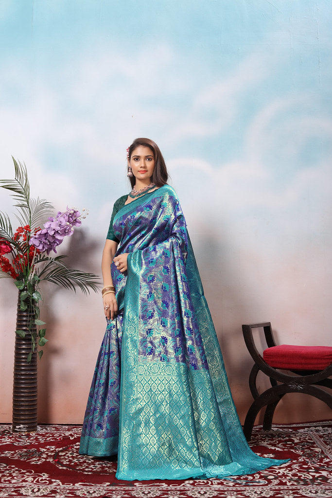 Kanjiwaram Silk Saree With Rich Pallu Designer Sari With Blouse