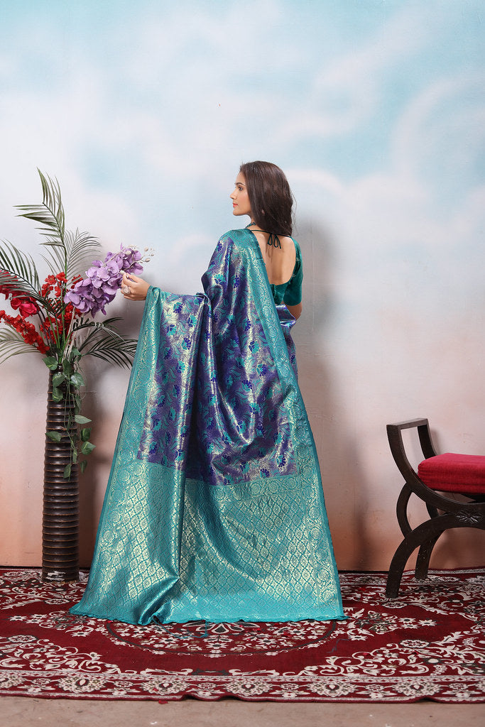 Kanjiwaram Silk Saree With Rich Pallu Designer Sari With Blouse