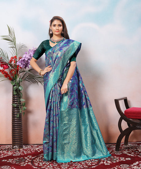 Kanjiwaram Silk Saree With Rich Pallu Designer Sari With Blouse