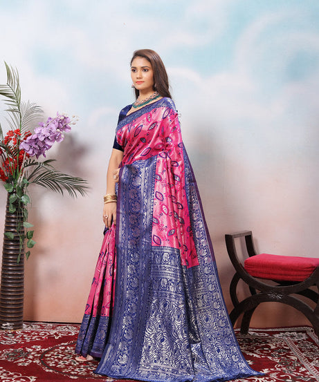 Kanjiwaram Silk Saree With Rich Pallu Designer Sari With Blouse