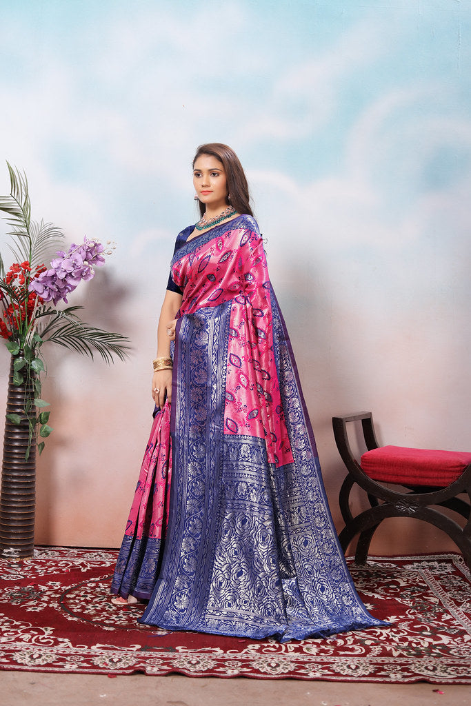 Kanjiwaram Silk Saree With Rich Pallu Designer Sari With Blouse