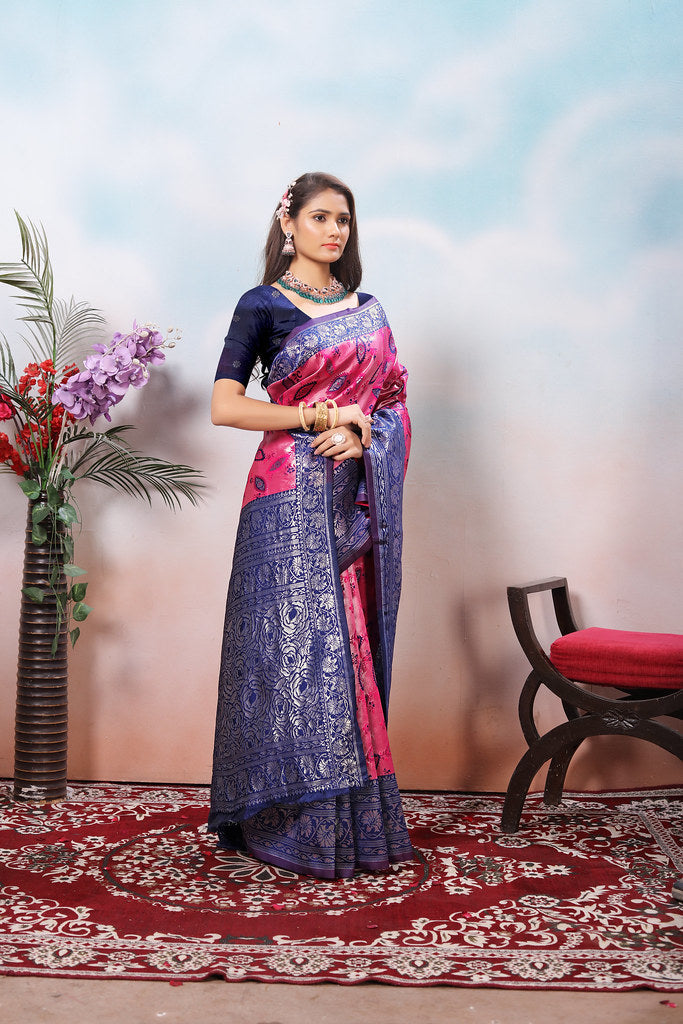 Kanjiwaram Silk Saree With Rich Pallu Designer Sari With Blouse