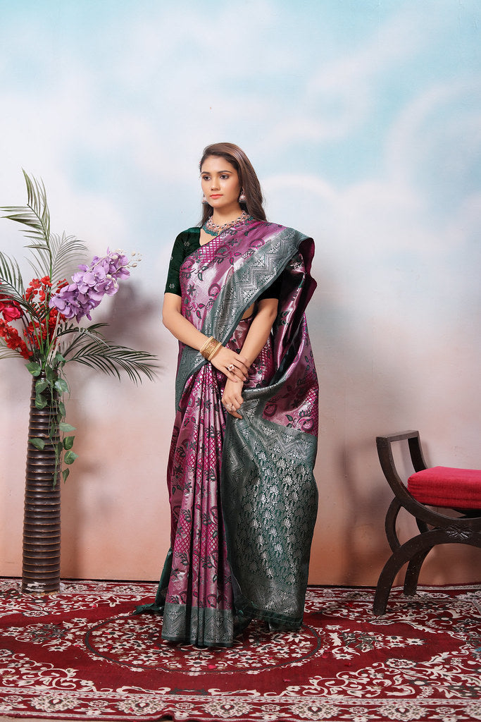 Kanjiwaram Silk Saree With Rich Pallu Designer Sari With Blouse