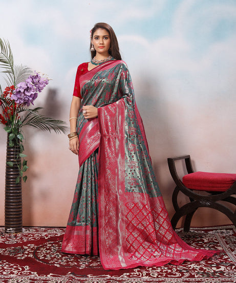 Kanjiwaram Silk Saree With Rich Pallu Designer Sari With Blouse