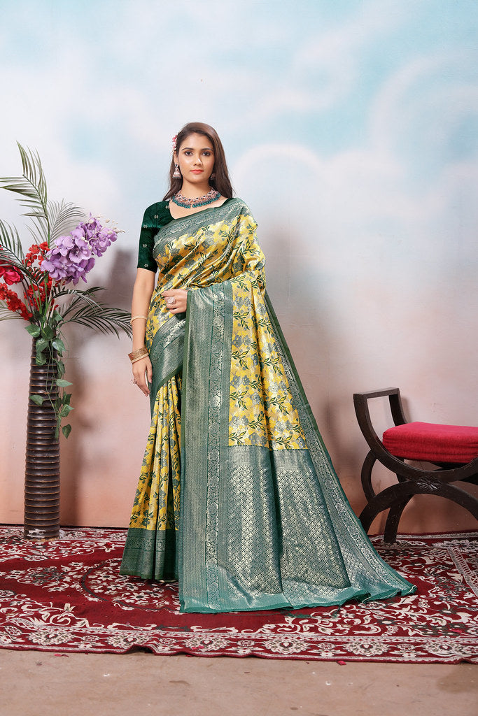 Kanjiwaram Silk Saree With Rich Pallu Designer Sari With Blouse