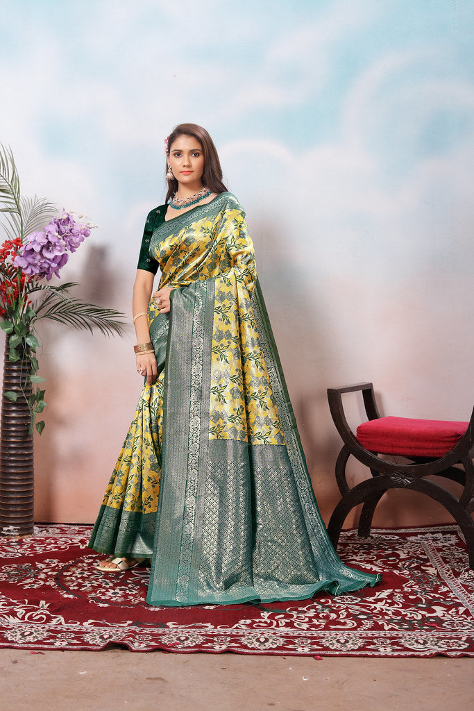 Kanjiwaram Silk Saree With Rich Pallu Designer Sari With Blouse