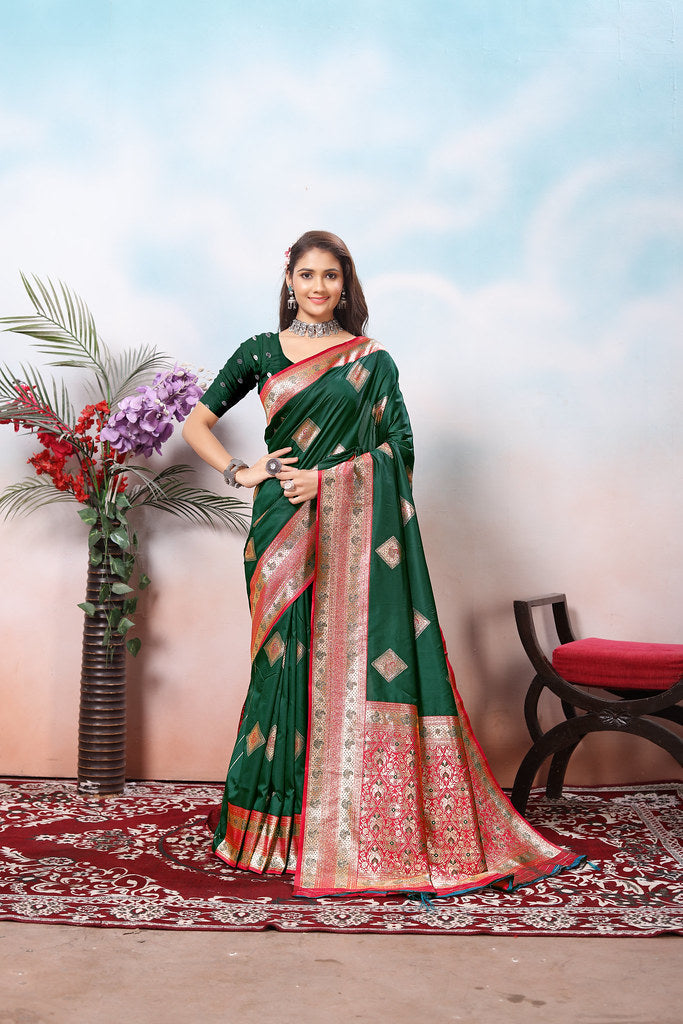 Traditional Wear Beautifull Soft Silk Saree, Wedding Wear Sari With Blouse