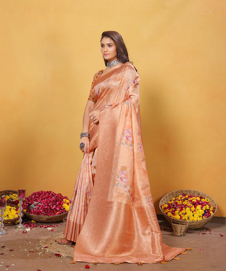 Soft Bamber Weaving Rich Pallu Saree Traditional Wear Sari With Blouse