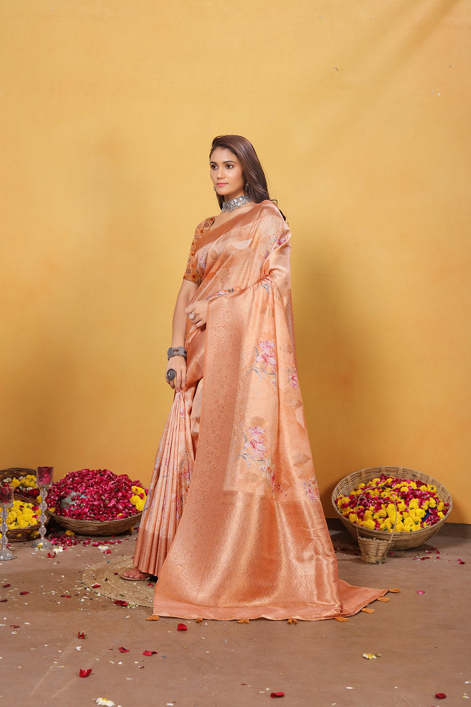 Soft Bamber Weaving Rich Pallu Saree Traditional Wear Sari With Blouse