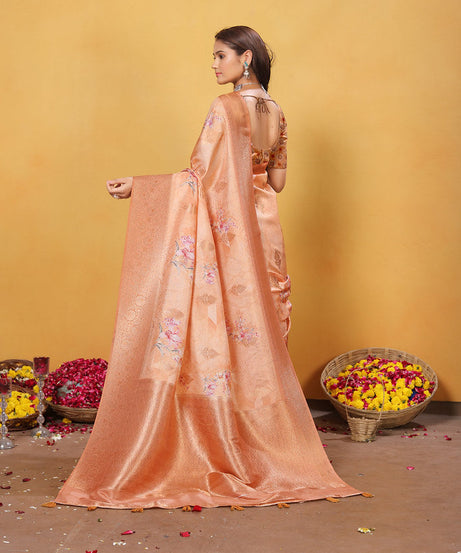 Soft Bamber Weaving Rich Pallu Saree Traditional Wear Sari With Blouse