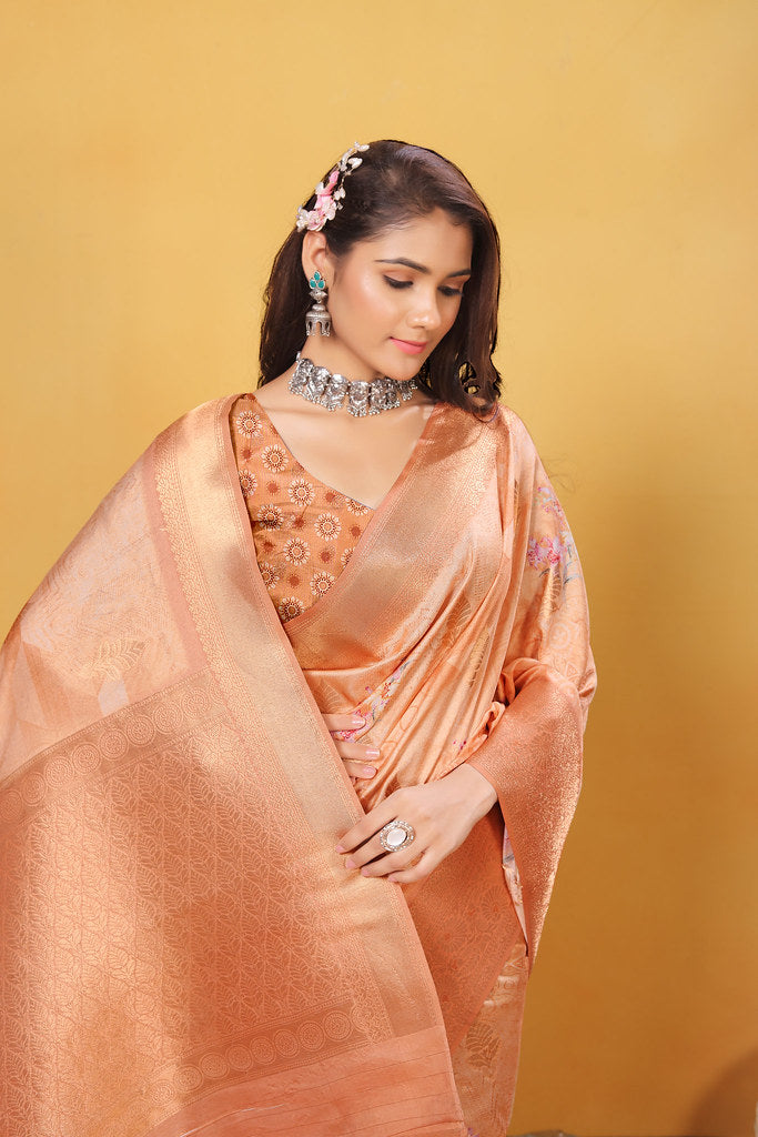 Soft Bamber Weaving Rich Pallu Saree Traditional Wear Sari With Blouse