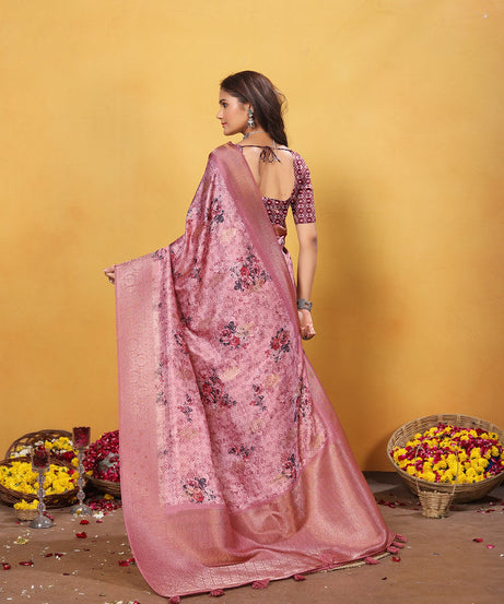 Soft Bamber Weaving Rich Pallu Saree Traditional Wear Sari With Blouse