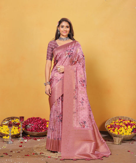 Soft Bamber Weaving Rich Pallu Saree Traditional Wear Sari With Blouse