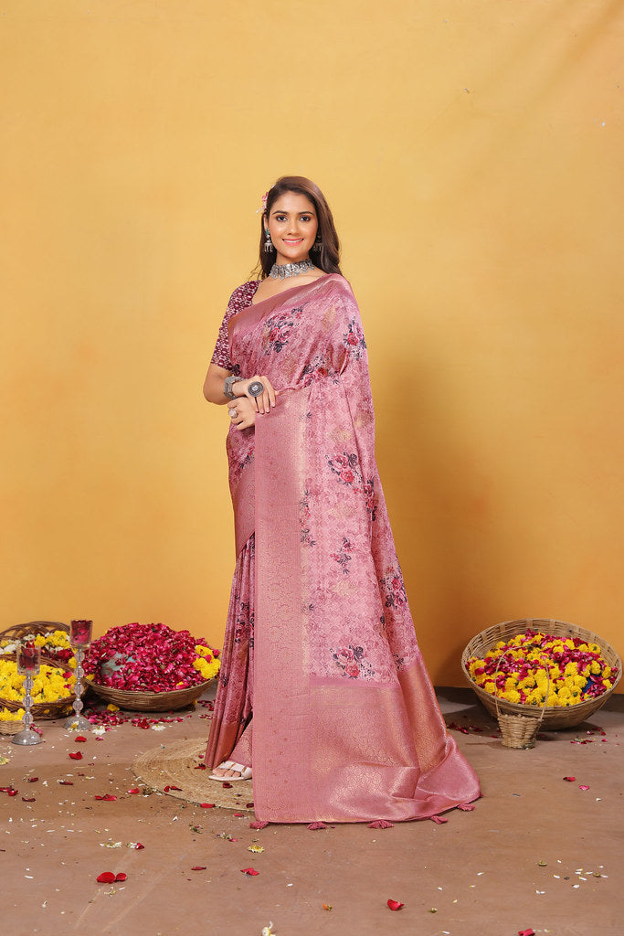 Soft Bamber Weaving Rich Pallu Saree Traditional Wear Sari With Blouse