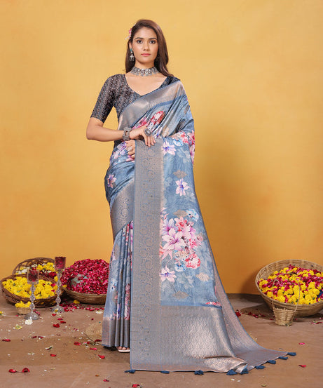 Soft Bamber Weaving Rich Pallu Saree Traditional Wear Sari With Blouse