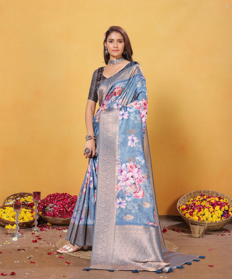 Soft Bamber Weaving Rich Pallu Saree Traditional Wear Sari With Blouse