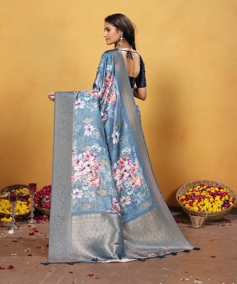 Soft Bamber Weaving Rich Pallu Saree Traditional Wear Sari With Blouse