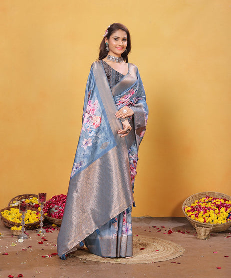 Soft Bamber Weaving Rich Pallu Saree Traditional Wear Sari With Blouse