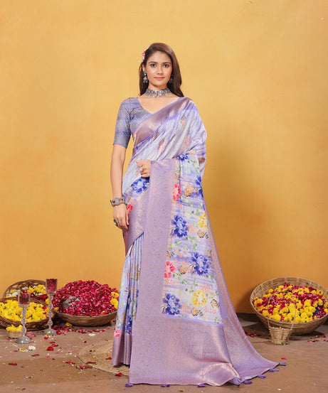 Soft Bamber Weaving Rich Pallu Saree Traditional Wear Sari With Blouse