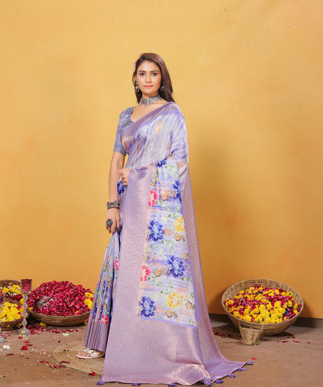 Soft Bamber Weaving Rich Pallu Saree Traditional Wear Sari With Blouse