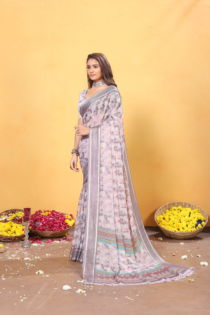 Soft Bamber Weaving Rich Pallu Saree Traditional Wear Sari With Blouse