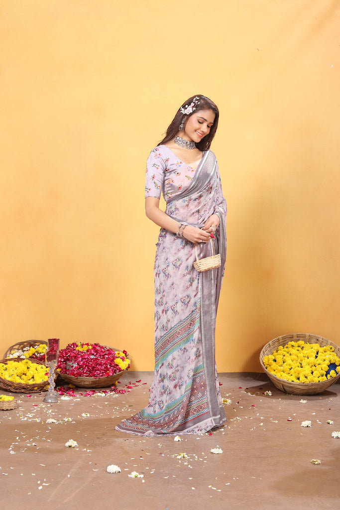 Soft Bamber Weaving Rich Pallu Saree Traditional Wear Sari With Blouse