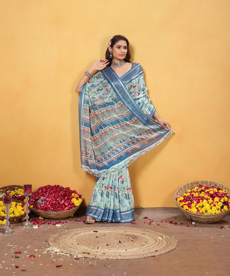 Soft Bamber Weaving Rich Pallu Saree Traditional Wear Sari With Blouse