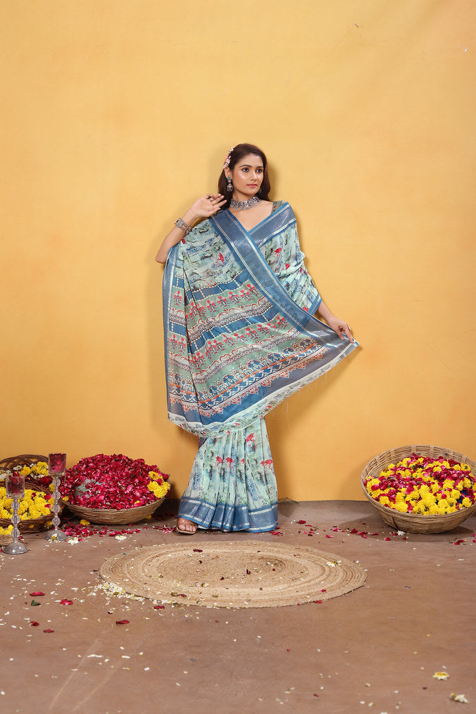 Soft Bamber Weaving Rich Pallu Saree Traditional Wear Sari With Blouse