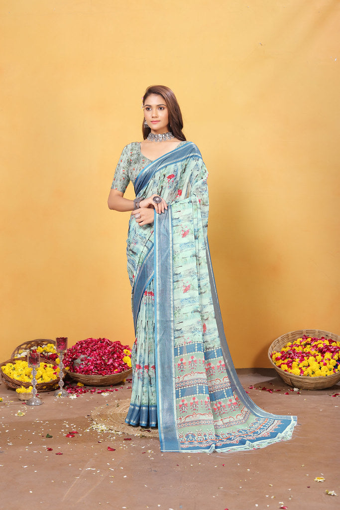 Soft Bamber Weaving Rich Pallu Saree Traditional Wear Sari With Blouse