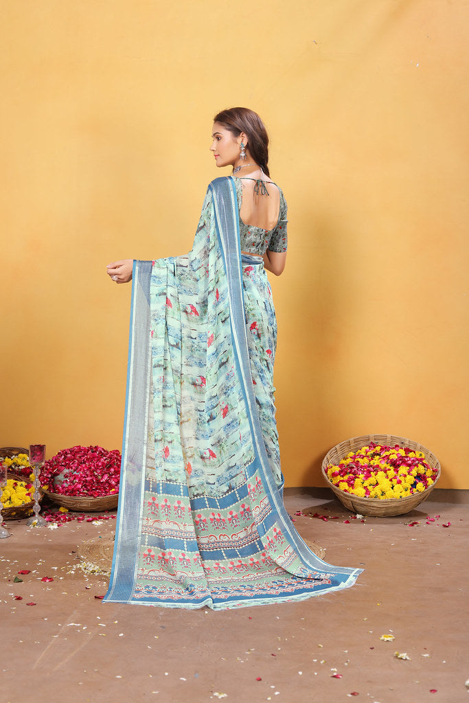 Soft Bamber Weaving Rich Pallu Saree Traditional Wear Sari With Blouse