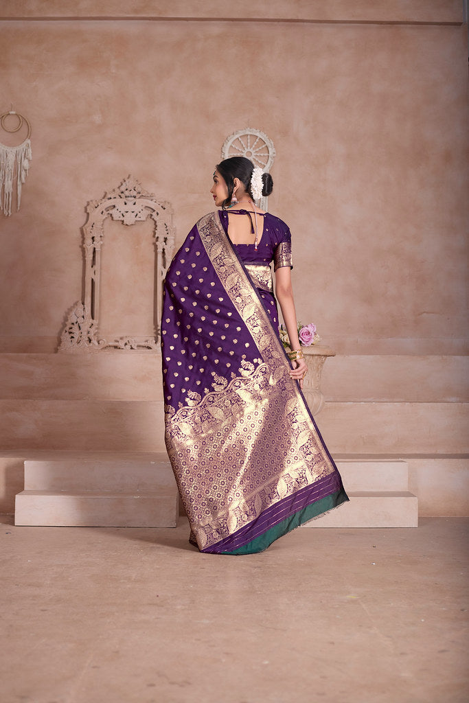 Soft Silk Saree Weaving Banarasi Jari Sari With Blouse For Women's