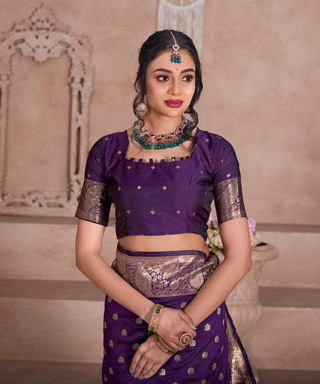 Soft Silk Saree Weaving Banarasi Jari Sari With Blouse For Women's