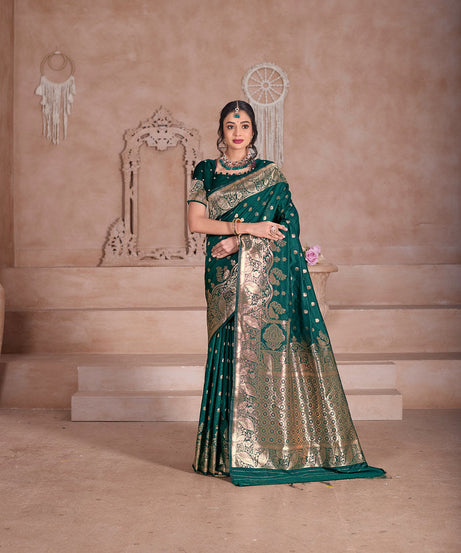 Soft Silk Saree Weaving Banarasi Jari Sari With Blouse For Women's