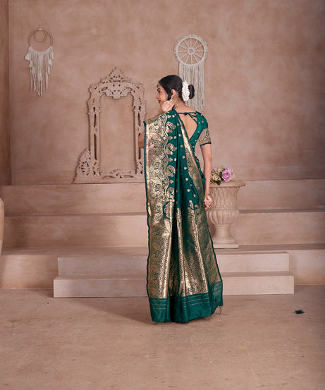 Soft Silk Saree Weaving Banarasi Jari Sari With Blouse For Women's