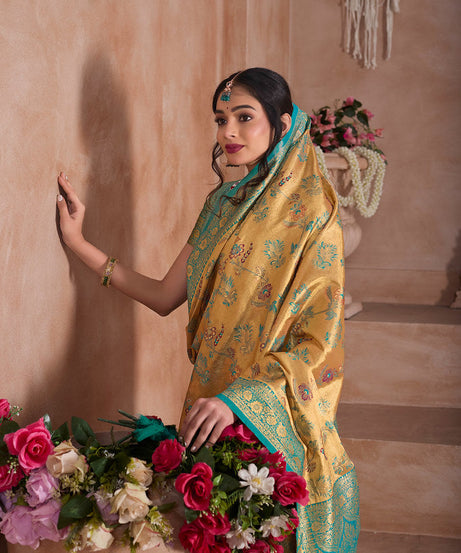 Pure Tissue Trditional Wear Sari , Wedding Festival Saree With Blouse