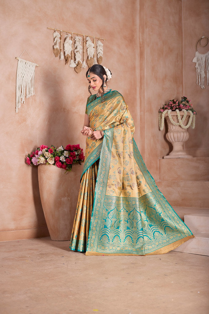 Pure Tissue Trditional Wear Sari , Wedding Festival Saree With Blouse