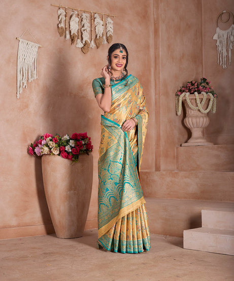 Pure Tissue Trditional Wear Sari , Wedding Festival Saree With Blouse