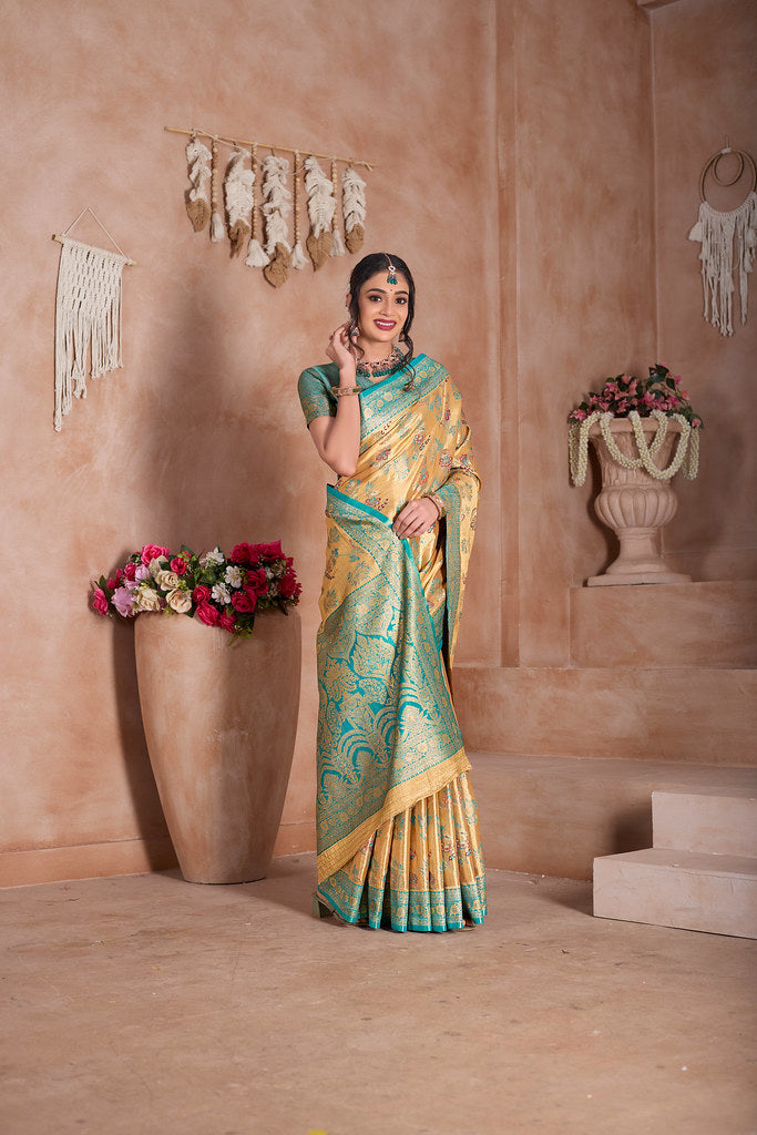 Pure Tissue Trditional Wear Sari , Wedding Festival Saree With Blouse