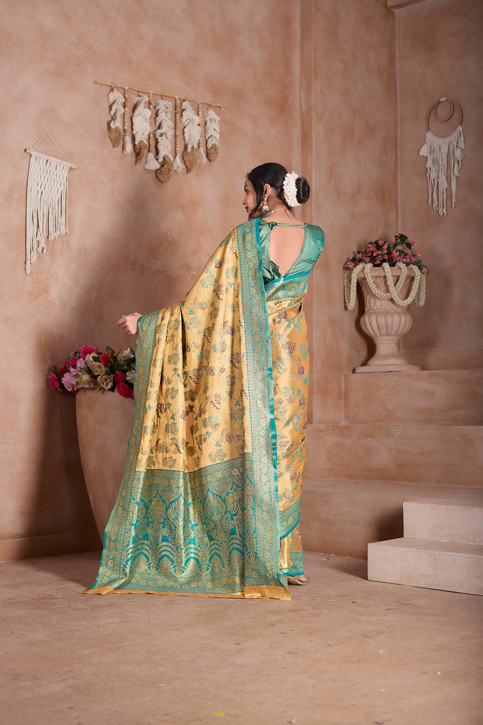 Pure Tissue Trditional Wear Sari , Wedding Festival Saree With Blouse