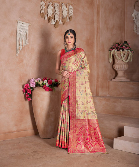 Pure Tissue Trditional Wear Sari , Wedding Festival Saree With Blouse