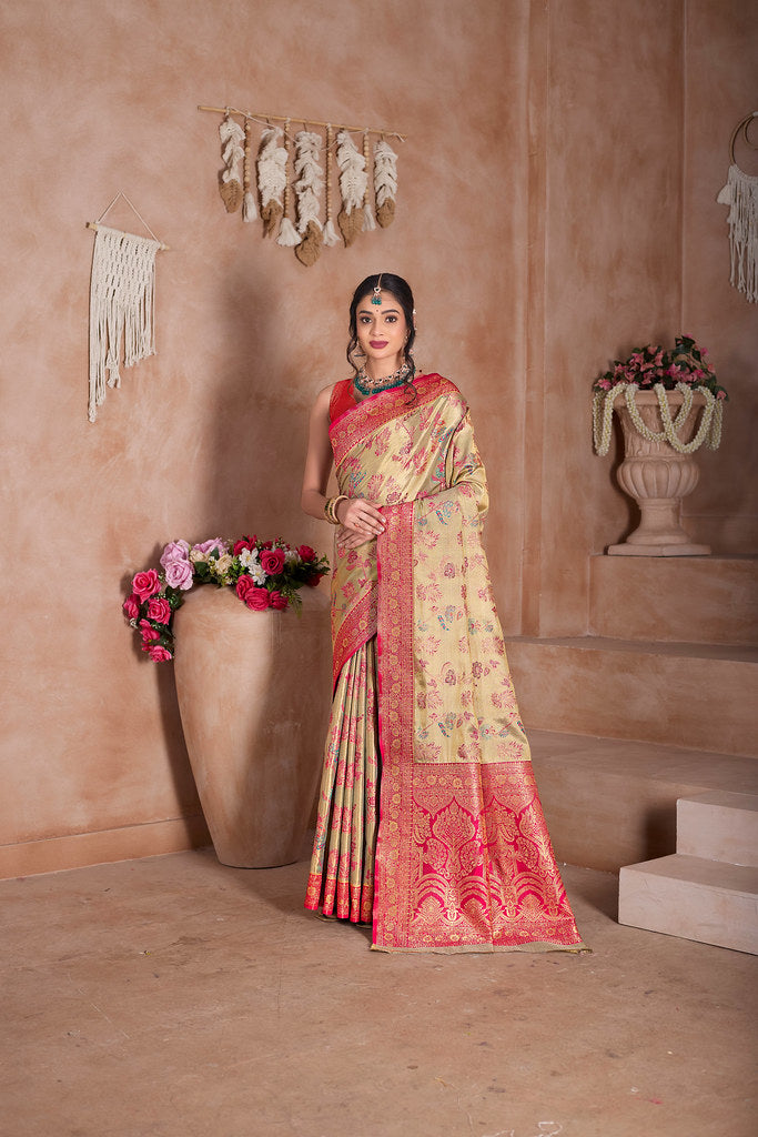 Pure Tissue Trditional Wear Sari , Wedding Festival Saree With Blouse