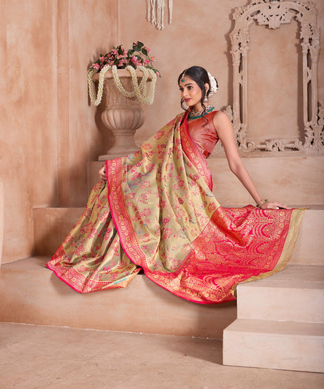 Pure Tissue Trditional Wear Sari , Wedding Festival Saree With Blouse